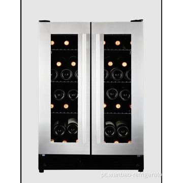 Refrigerador de vinho com ventilador e moldura de porta de aço inoxidável